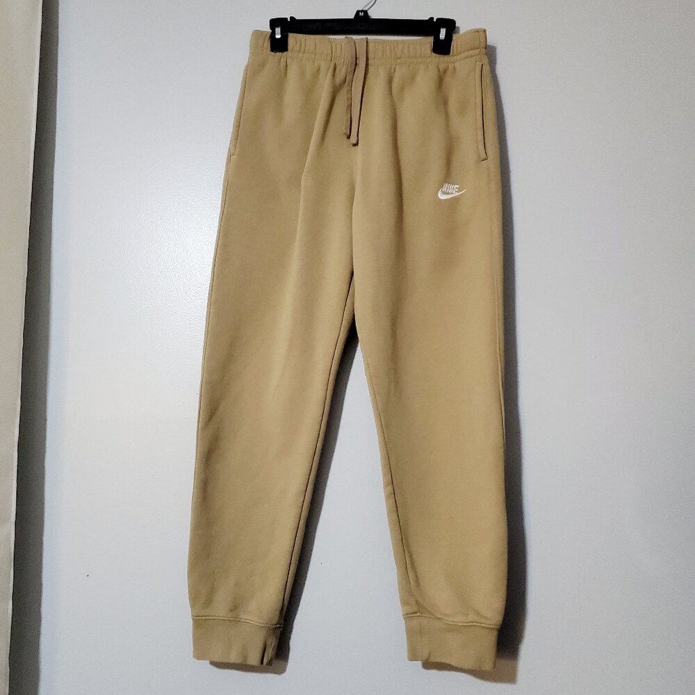 Nike Fleece Jogger Sweatpants Tan Beige Athletic Lounge Pants Size  M